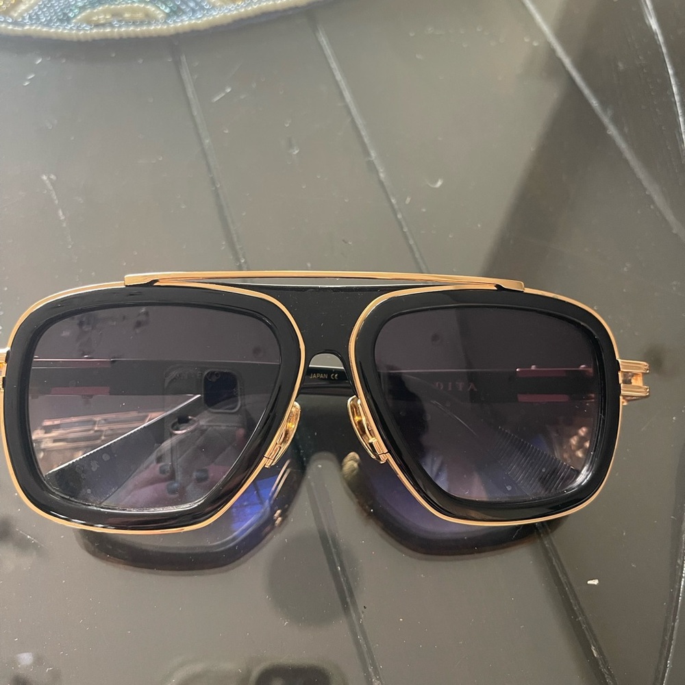 DITA Gold and Black Aviator Sunglasses